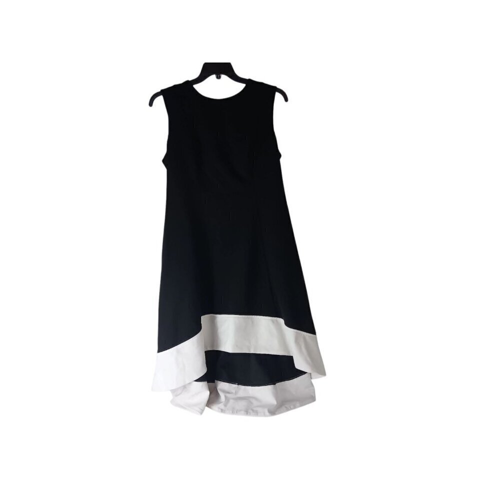 Tommy‎ Hilfiger Womens A-Line Dress Black White Stretch Sleeveless Midi Size 16